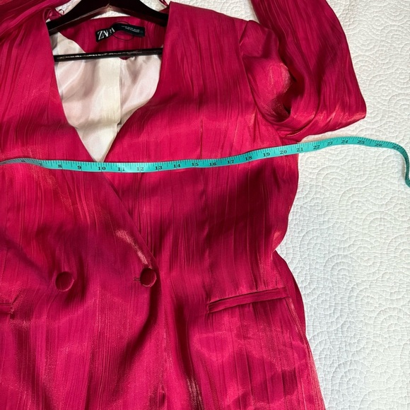 BNWT Zara Pink Blazer with Relaxed Silhouette and Self-Tie Belt - Picture 9 of 13